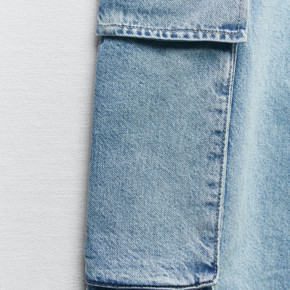ZARA BELT LOOP CARGO TRF JEANS - Picture 6 of 7